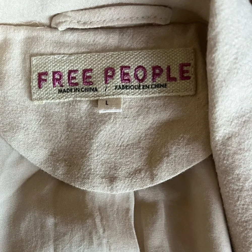 Free People Double-Breasted Cream Blazer Jacket - Picture 12 of 16